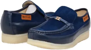 British Collection Power Plus Men Suede Comfortable Slip-on Shoes with Stunning Gold B Ornament