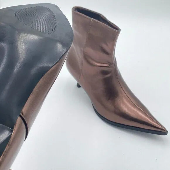Brown Women Pointed Toe Kitten Heel Ankle Boots Pull On Comfy Winter Party Boots