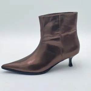 Brown Women Pointed Toe Kitten Heel Ankle Boots Pull On Comfy Winter Party Boots