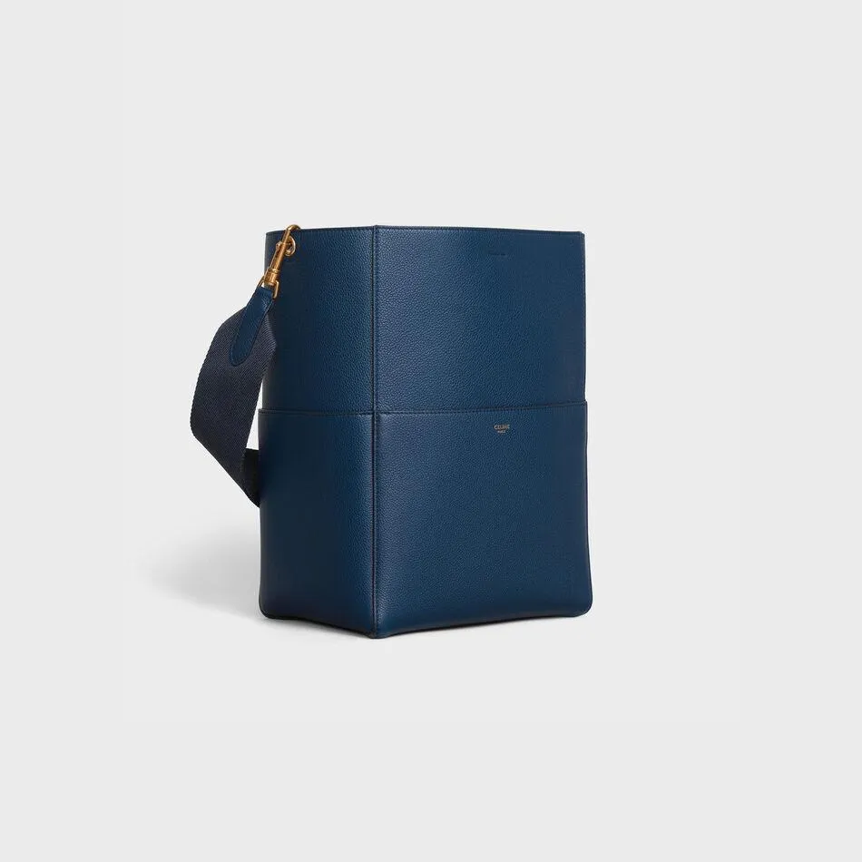 Bucket Celine Blue Deep Big savings event Grained Top-quality at low price Soft In Sangle Calfskin Bag