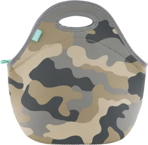 BUILT Gourmet Getaway Soft Neoprene Lunch Tote Bag Lightweight, Insulated and Reusable, One Size, Concrete Grey Camo