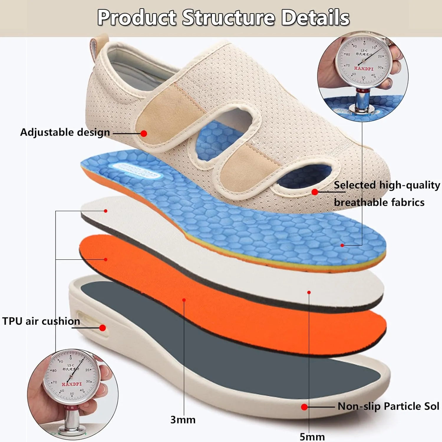 bumuam Diabetic Shoes for Elderly Men,Outdoor Walking Sneakers Orthopedic Lightweight Comfy Casual Slippers for Elderly Swollen Feet Arthritis Recovery
