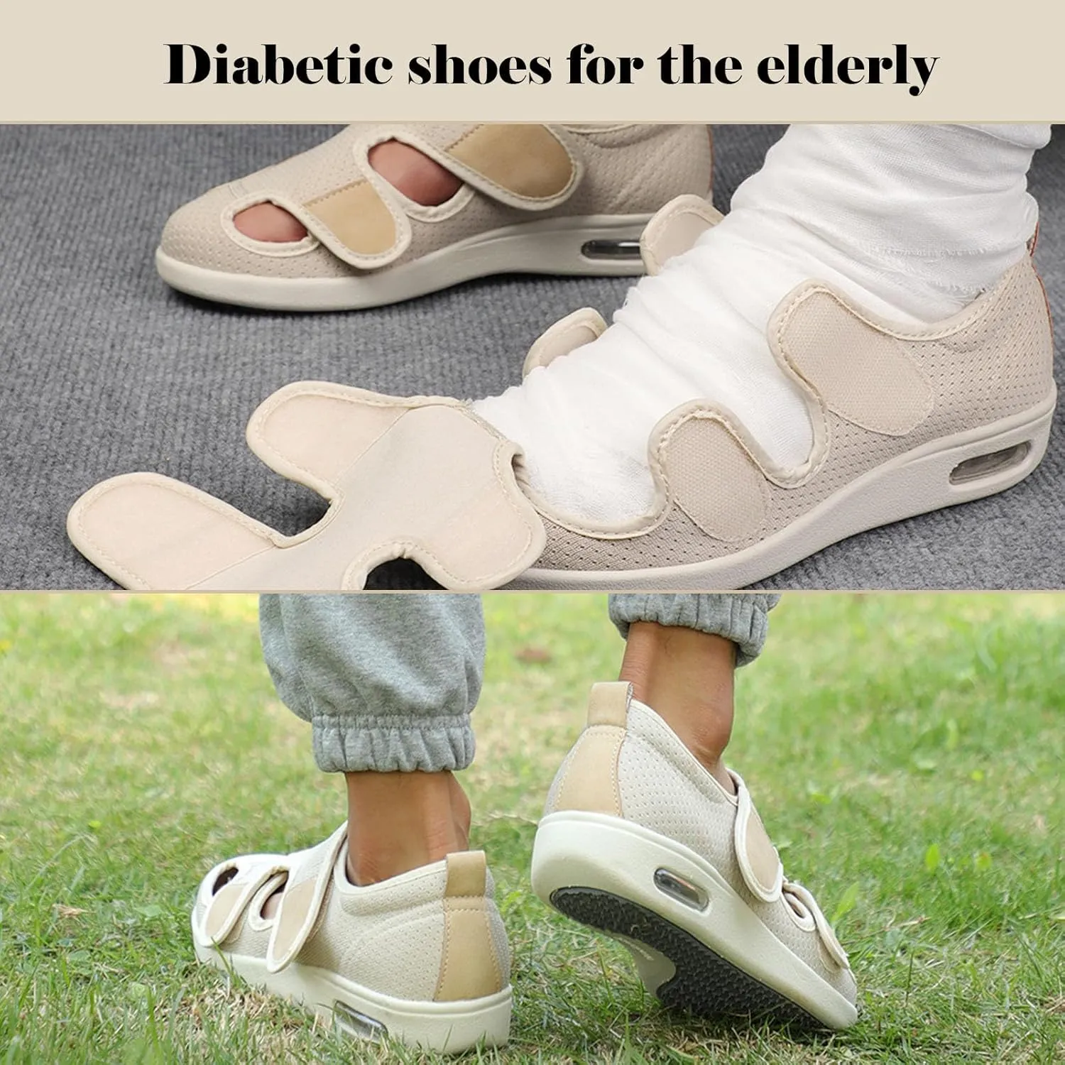 bumuam Diabetic Shoes for Elderly Men,Outdoor Walking Sneakers Orthopedic Lightweight Comfy Casual Slippers for Elderly Swollen Feet Arthritis Recovery