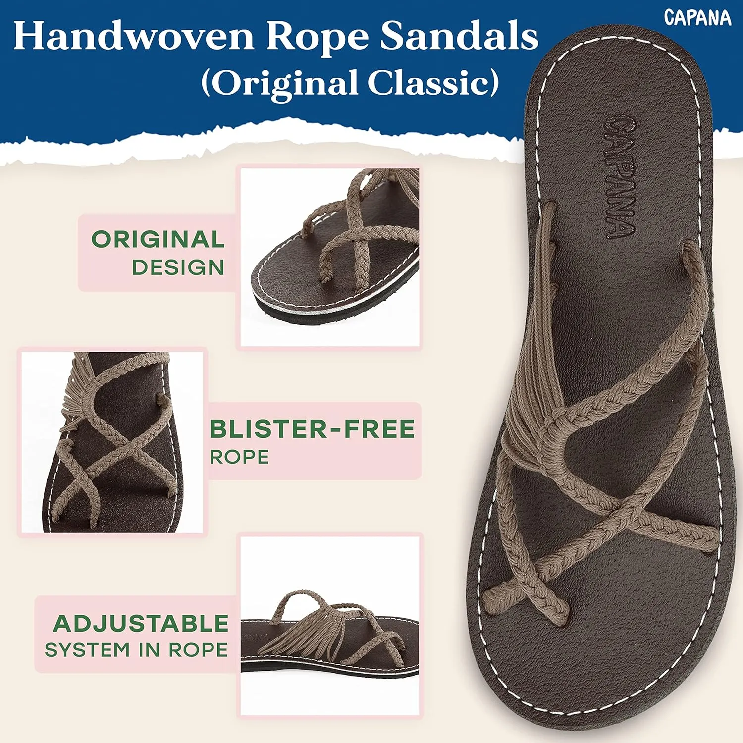 Capana Woven Women's Flat Sandals - Strappy Braided Beach Sandals for Dressy Summer, Rope Bohemian Spring Casual Womens Shoes, Comfy Boho Flats for Teen Girls Oceanbliss