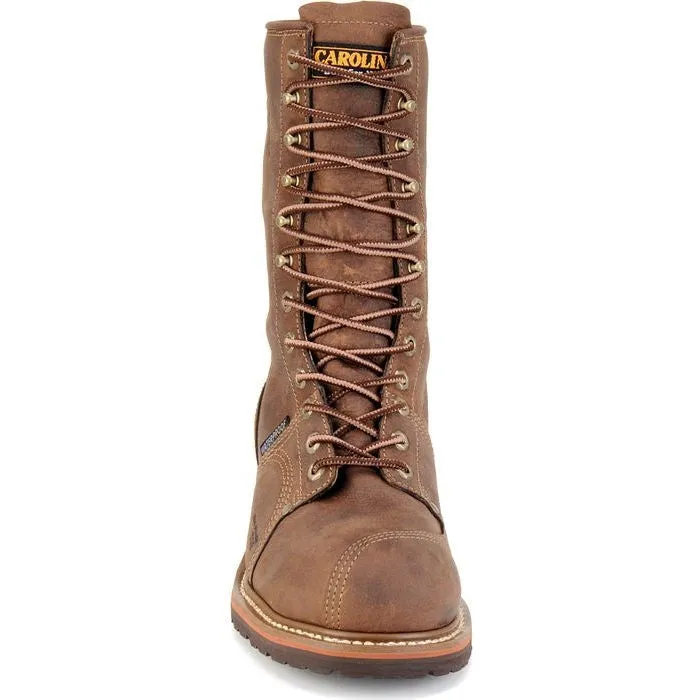 Carolina Men's Linesman 10" Soft Toe Waterproof Slip Resistant Work Boot -Brown- CA904