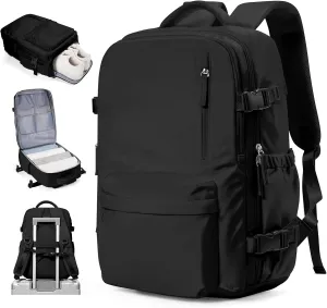 Carry On Backpack for Women, Large Travel Backpack Flight Approved, Waterproof 17 Inch Laptop Backpack Business Work Backpacks Men Mochila De Viaje, Black.