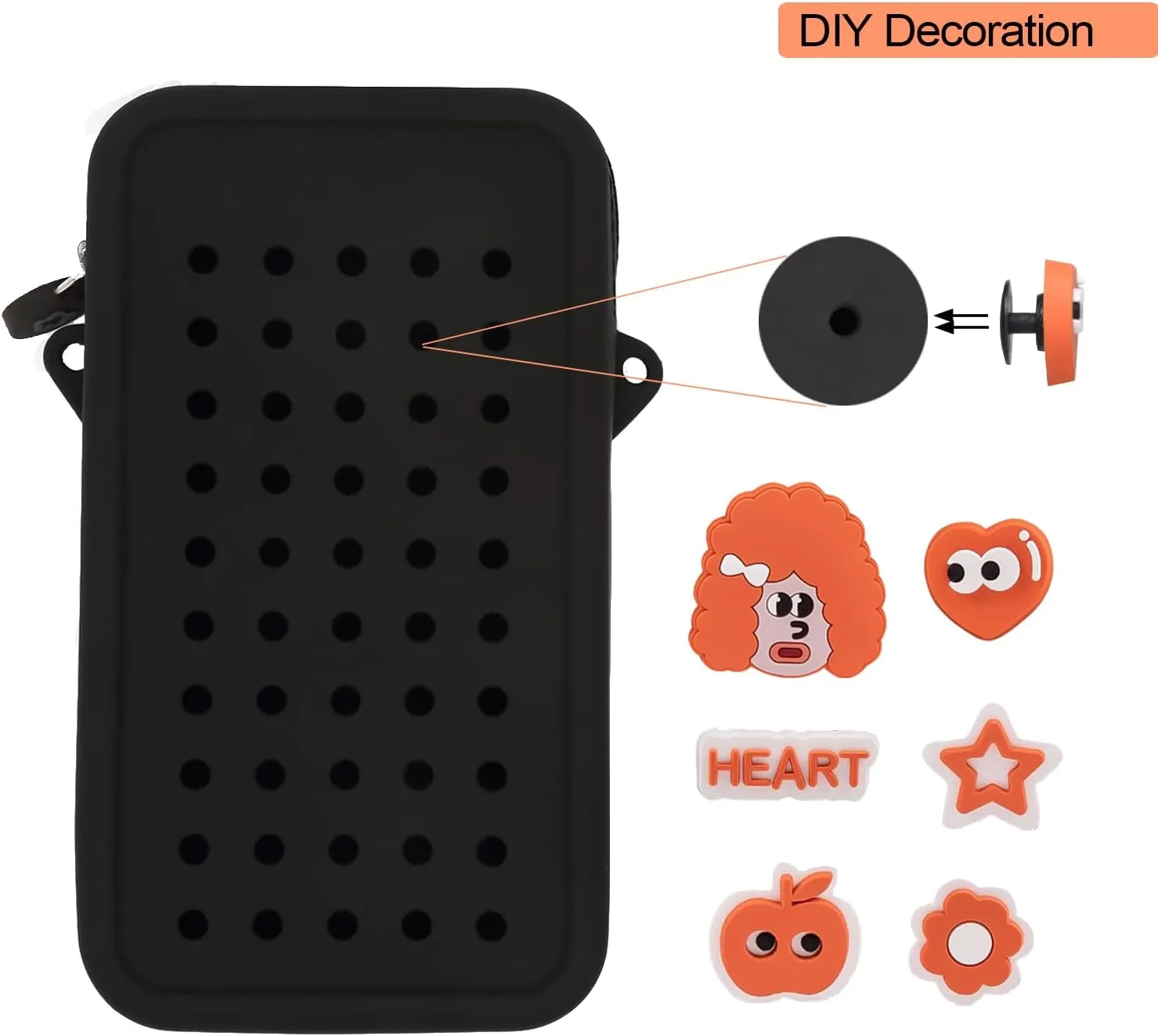 Cell Phone Purse Crossbody Bag for Women with Holes Design for Shoe Charms, Small Crossbody Phone Bag with Adjustable Strap, Soft Silicone Durable & Lightweight for Daily Use