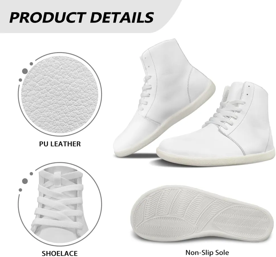 chaqlin High Top Sneaker Laces White for Women Men Fitness Ankle Support Shoes Ankle Boots Walking Tennis Platform Leather Sneaker