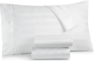 Charter Club Damask Stripe 550 Thread Count Supima Cotton 4 Piece Full Sheet Set White