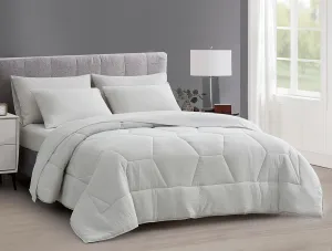 Chezmoi Collection Piper King Bed in a Bag 7-Pieces Honeycomb Hexagon Quilted Soft Washed Double Brushed Microfiber Comforter with Sheets Lightweight All Season Bedding Set (King, Light Gray)