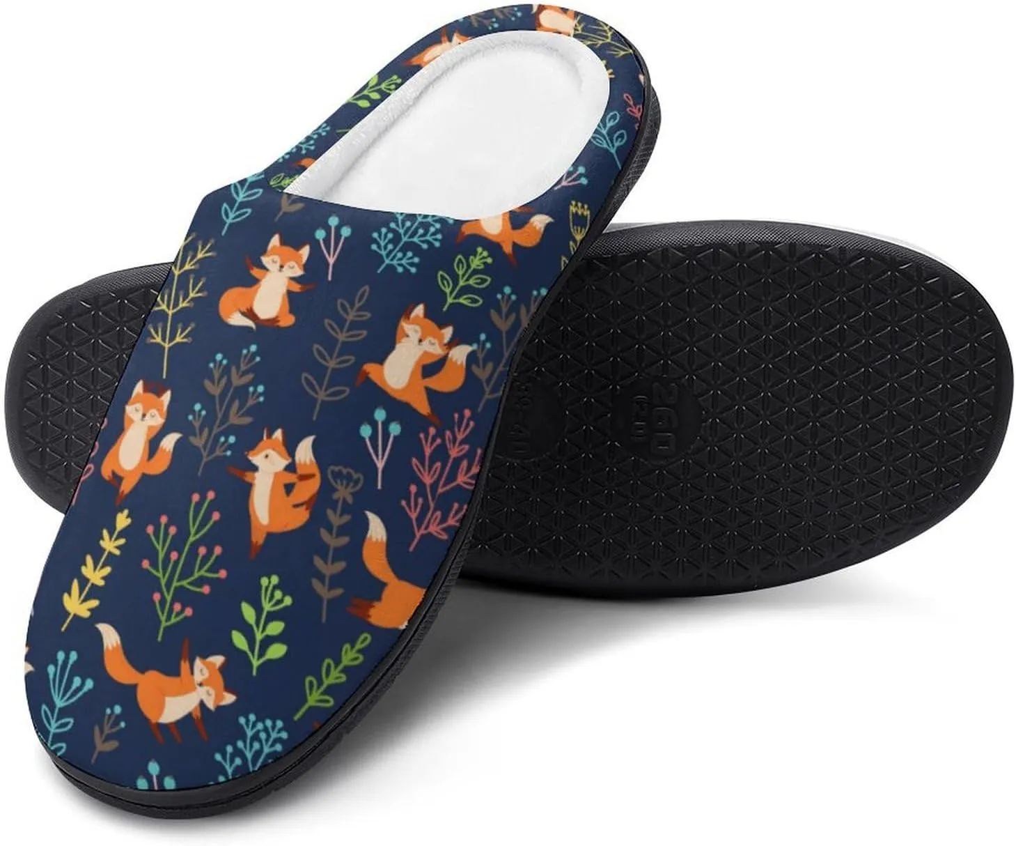 Christmas Slippers For Women Men Cotton House Slippers Hard Sole Comfy Clog Slippers Warm Slip-On Shoes Indoor Outdoor