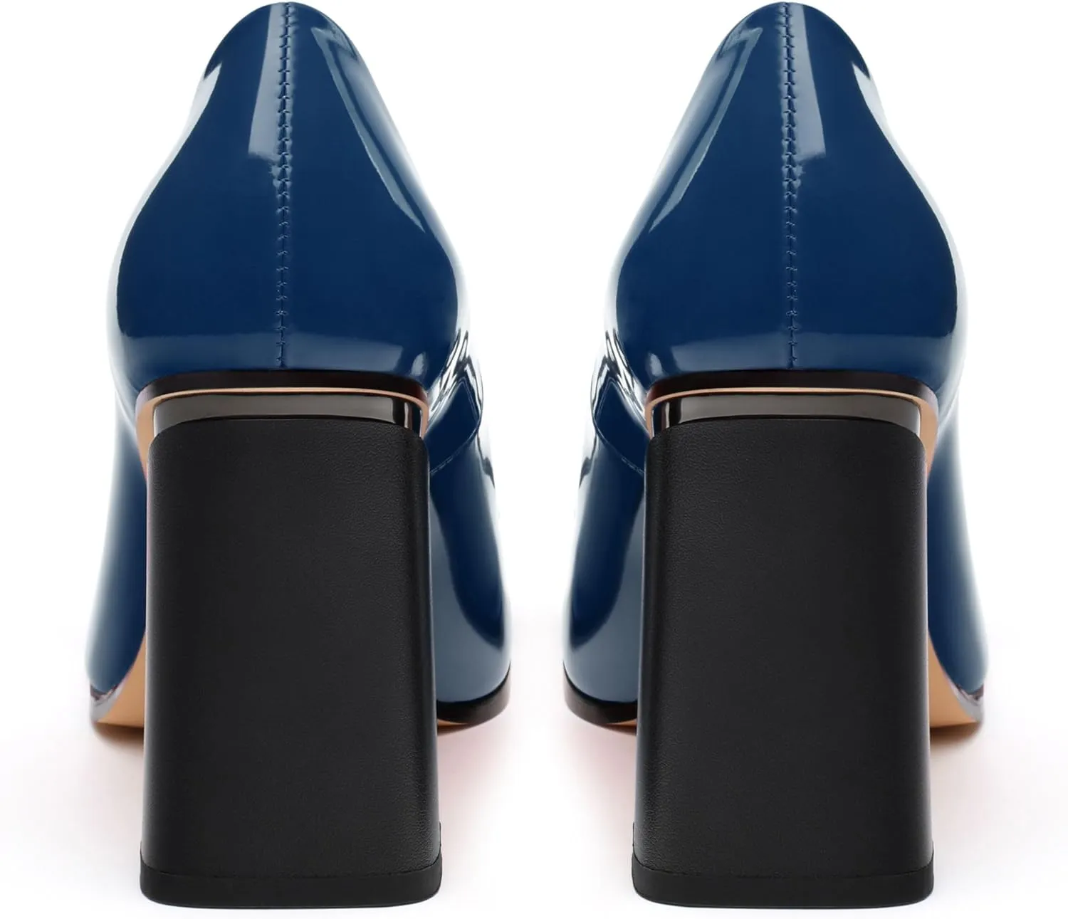 Chunky Block Heels for Women Patent Closed Pointed Toe Pumps Slip on Heels Dress Wedding Shoes 3.5IN
