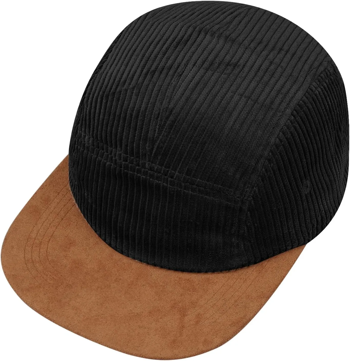 Clakllie 5 Panel Corduroy Baseball Cap for Men Women Soft Flat Brim Trucker Hat Adjustable Hip Hop Hat for Outdoor Travel