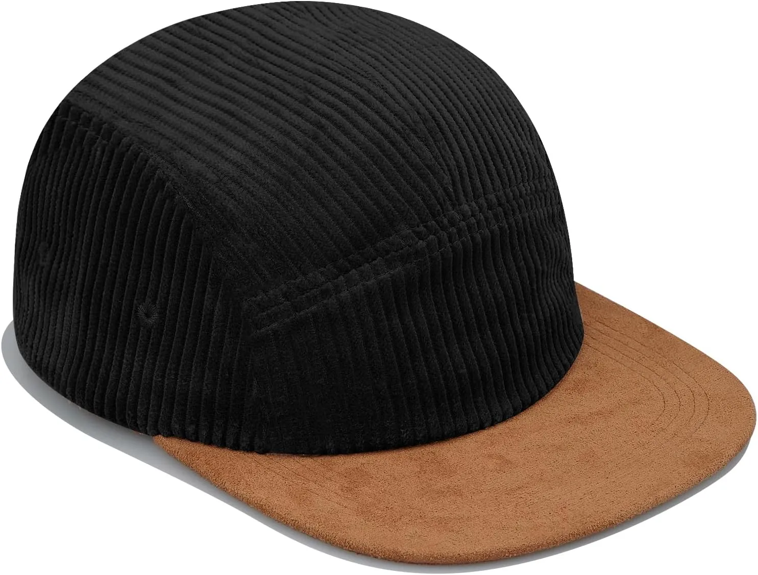 Clakllie 5 Panel Corduroy Baseball Cap for Men Women Soft Flat Brim Trucker Hat Adjustable Hip Hop Hat for Outdoor Travel