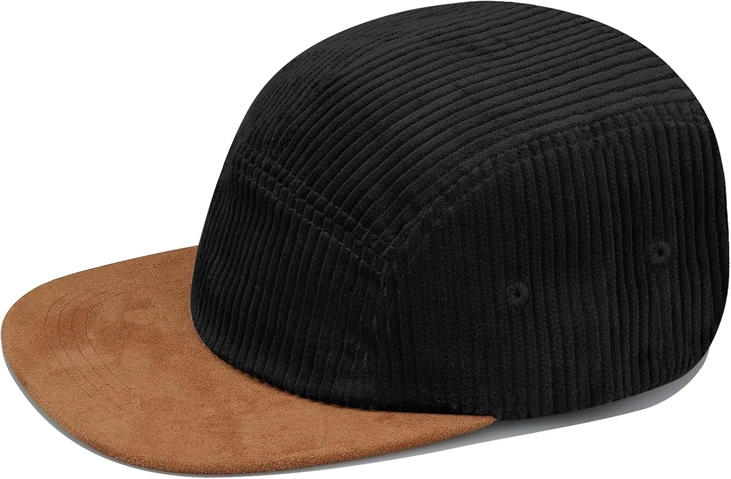 Clakllie 5 Panel Corduroy Baseball Cap for Men Women Soft Flat Brim Trucker Hat Adjustable Hip Hop Hat for Outdoor Travel