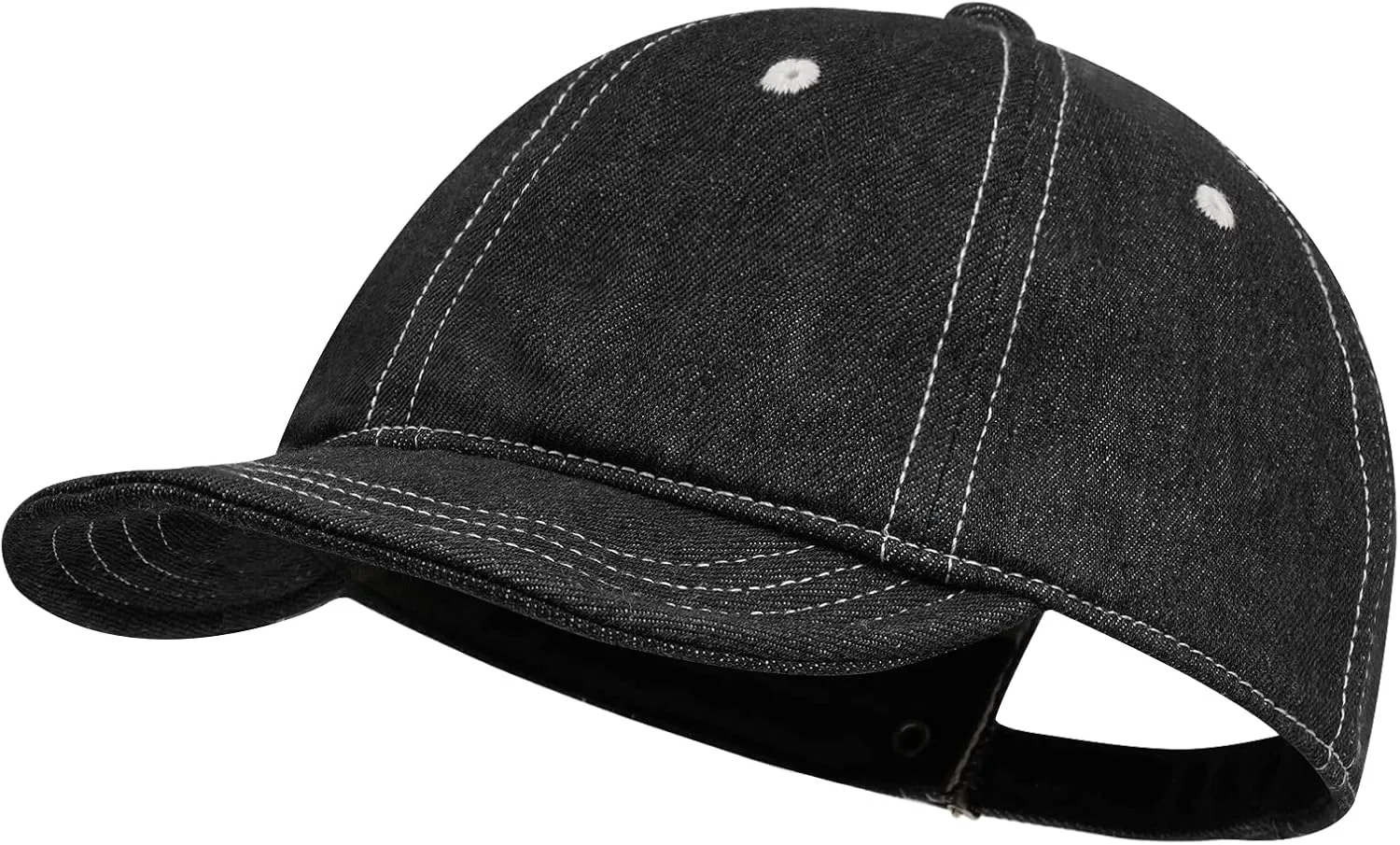 Clakllie Stylish Short Bill Hat Denim Baseball Cap Soft Flat Brim Snapback Hats Trucker Hat Casual Dad Hats Hip Hop Cadet Cap