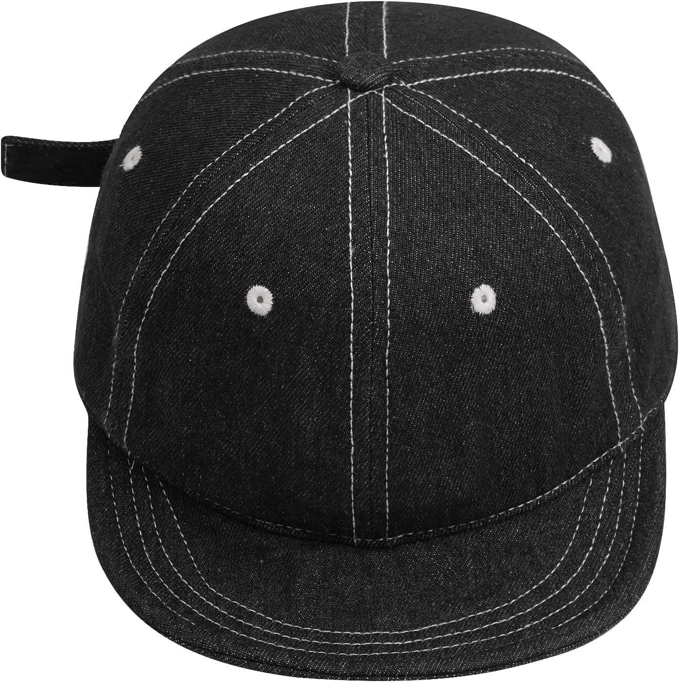 Clakllie Stylish Short Bill Hat Denim Baseball Cap Soft Flat Brim Snapback Hats Trucker Hat Casual Dad Hats Hip Hop Cadet Cap