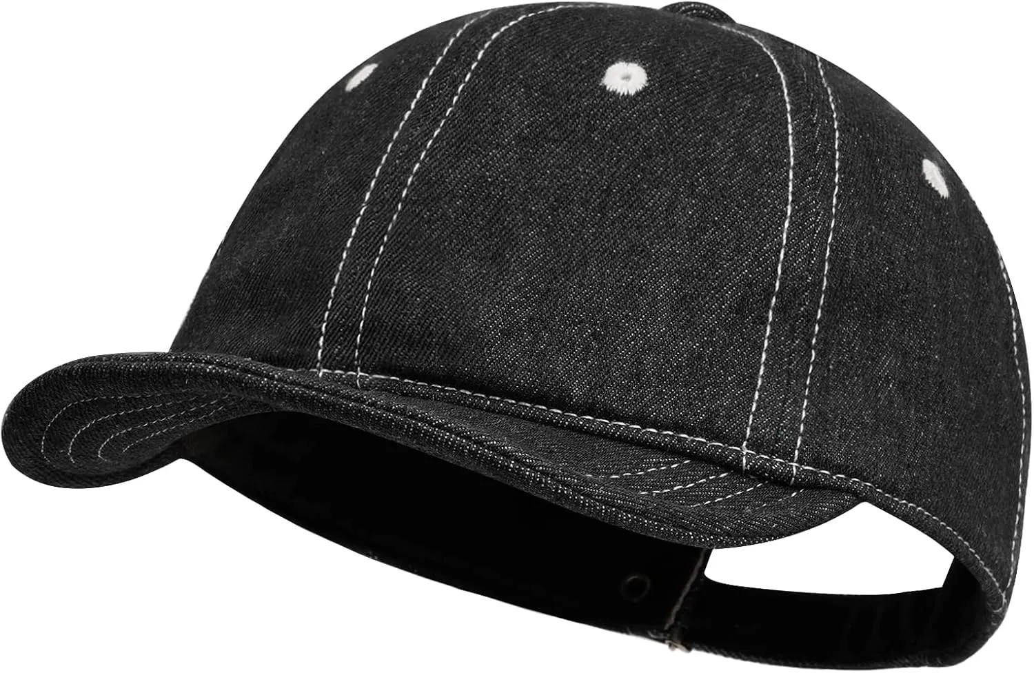 Clakllie Stylish Short Bill Hat Denim Baseball Cap Soft Flat Brim Snapback Hats Trucker Hat Casual Dad Hats Hip Hop Cadet Cap