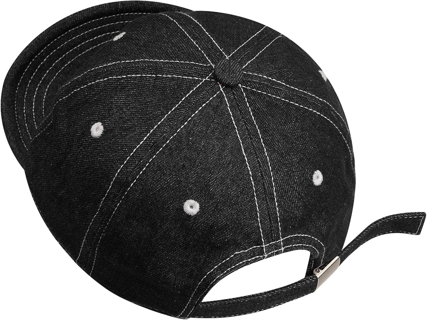 Clakllie Stylish Short Bill Hat Denim Baseball Cap Soft Flat Brim Snapback Hats Trucker Hat Casual Dad Hats Hip Hop Cadet Cap