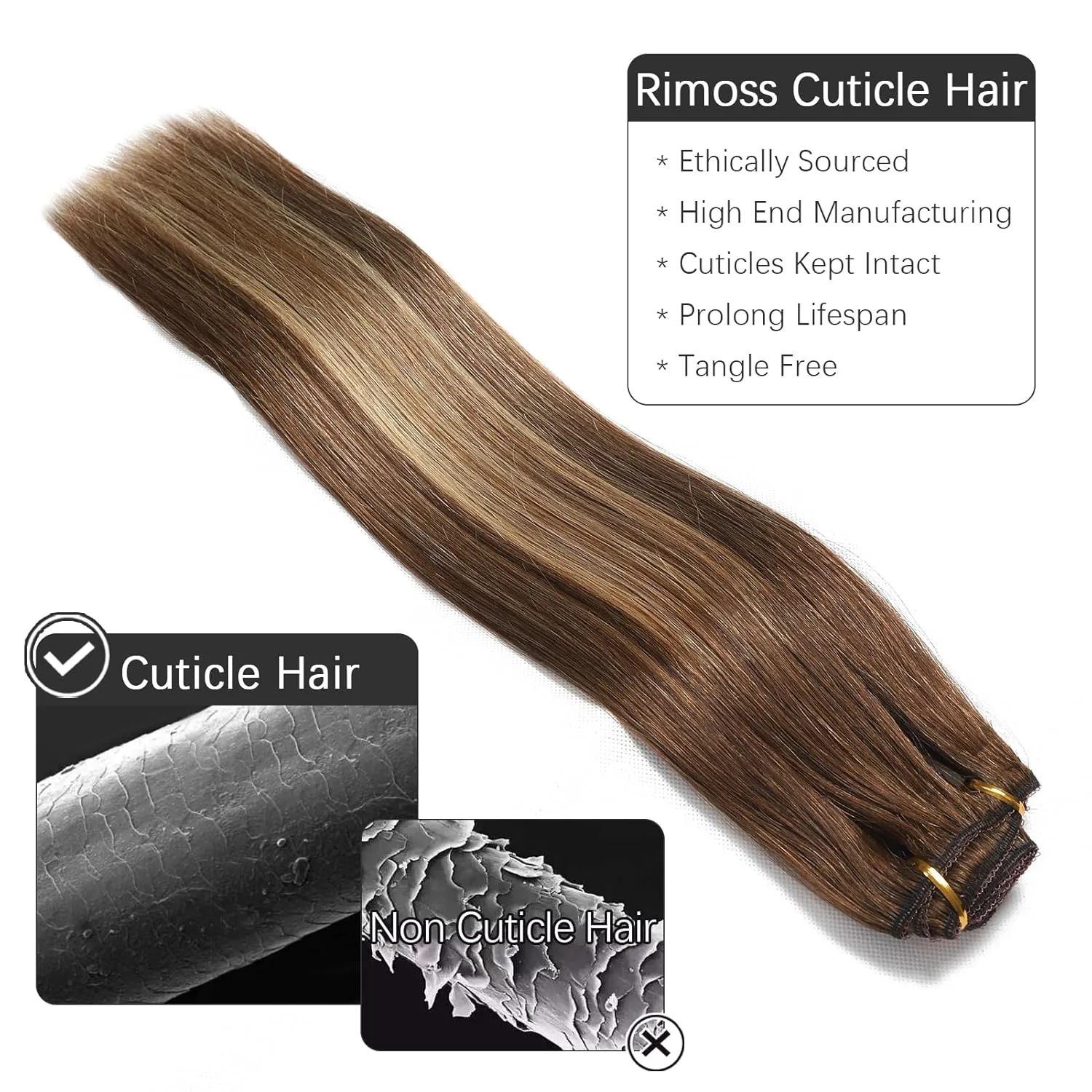 Clip in Hair Extensions Real Human Hair - 120g 22 Inch 7pcs, Ombre Chocolate Brown to Caramel Blonde Balayage - Soft Remy Human Hair Clip ins Extensions Straight for Women