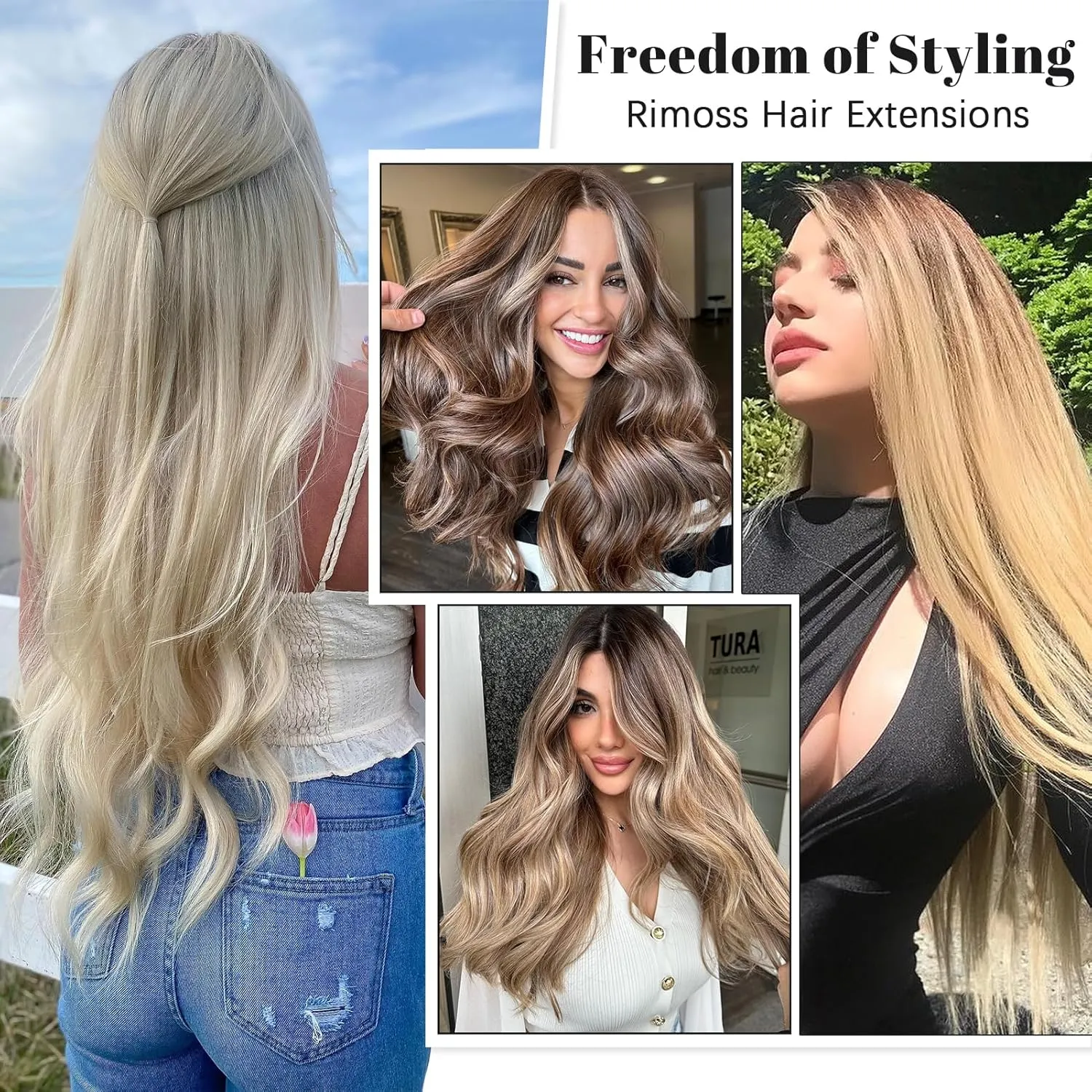 Clip in Hair Extensions Real Human Hair - 120g 22 Inch 7pcs, Ombre Chocolate Brown to Caramel Blonde Balayage - Soft Remy Human Hair Clip ins Extensions Straight for Women