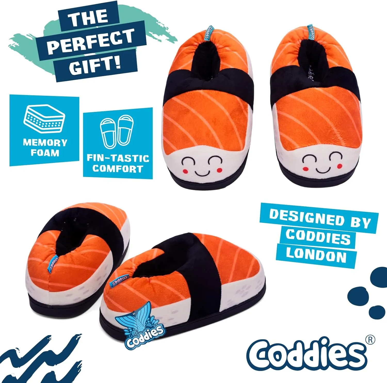 Coddies Sushi “Shoe-shi” Slippers | Unisex Funny Slippers, Gag Gift, Cute Anime Kawaii Present | Men, Women & Children Sizes S,M,L, XL