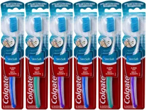 Colgate Slim Soft Ultra Compact Toothbrush, Extra Soft (Colors Vary) - Pack of 6