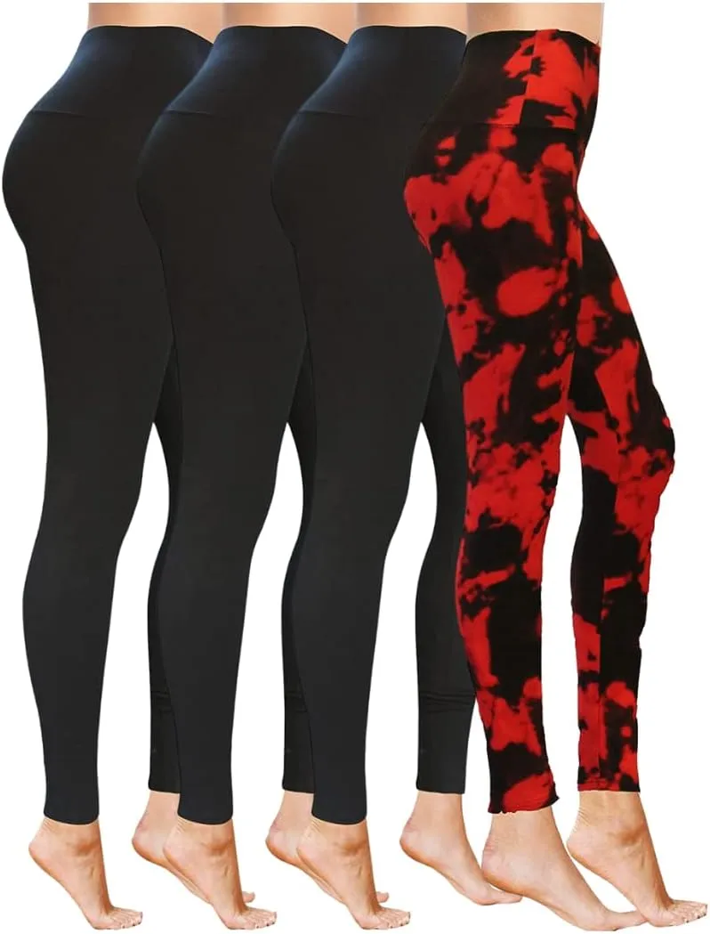 COMFY FOREVER Leggings for Women W/5' High Waist Tummy Control Ankle Length Pants Bundles