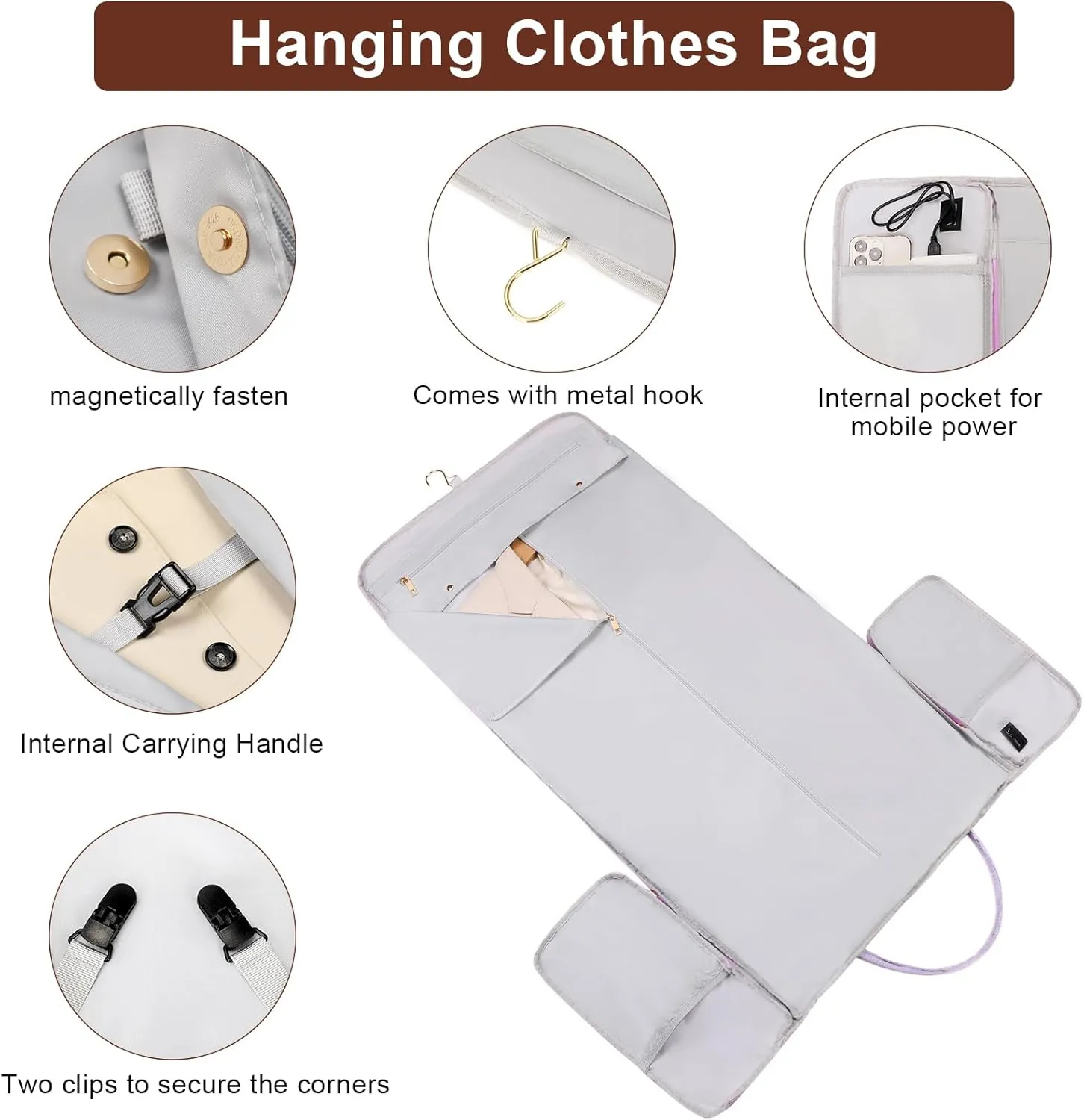 Convertible Travel Garment Bag, Carry On Garment Duffle Bag with Toiletry and Shoe bag, Garment Bags for Travel, 2 in 1 Hanging Dress Suitcase Suit Travel Bags for Women with USB Charging Port