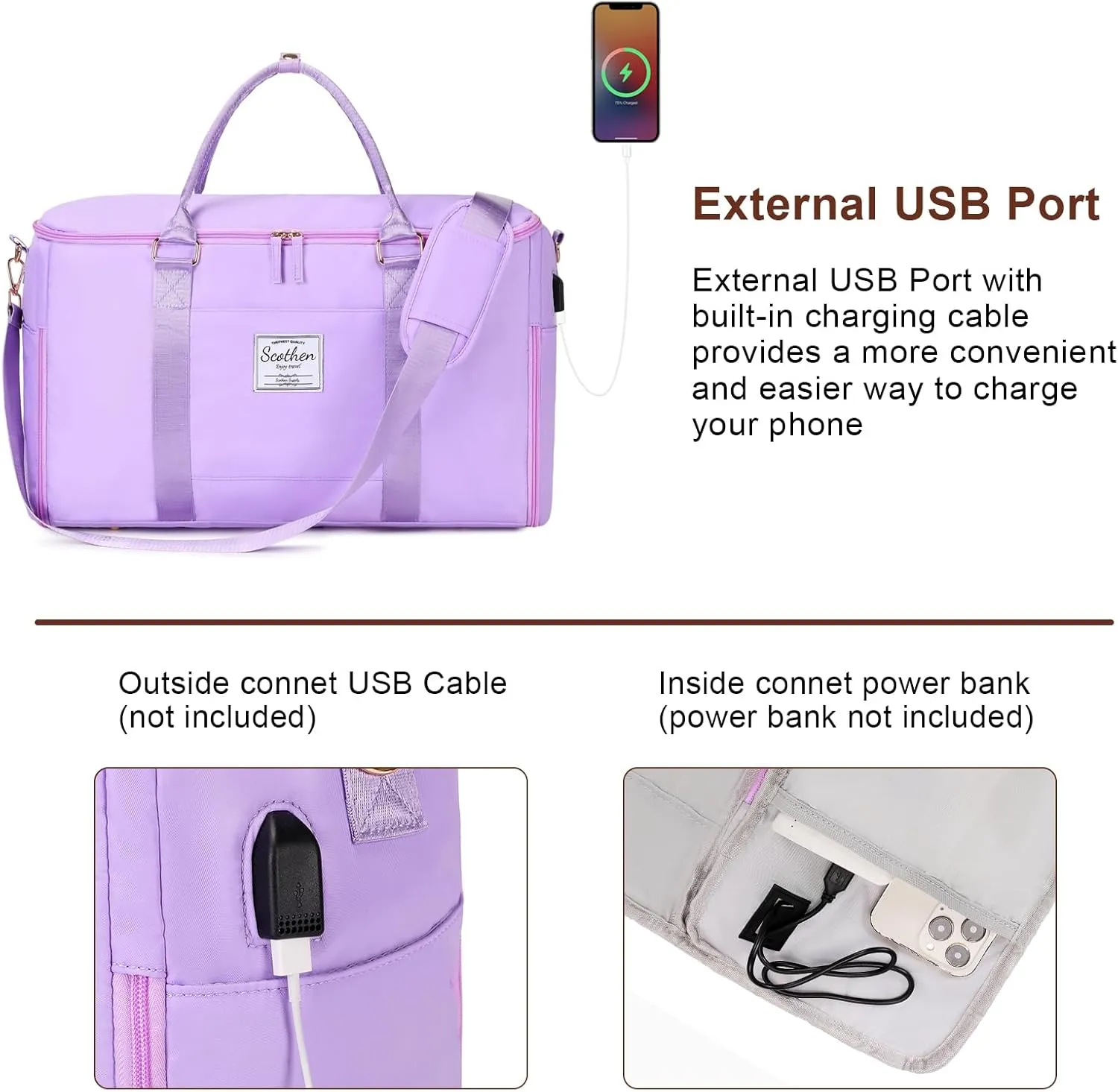Convertible Travel Garment Bag, Carry On Garment Duffle Bag with Toiletry and Shoe bag, Garment Bags for Travel, 2 in 1 Hanging Dress Suitcase Suit Travel Bags for Women with USB Charging Port