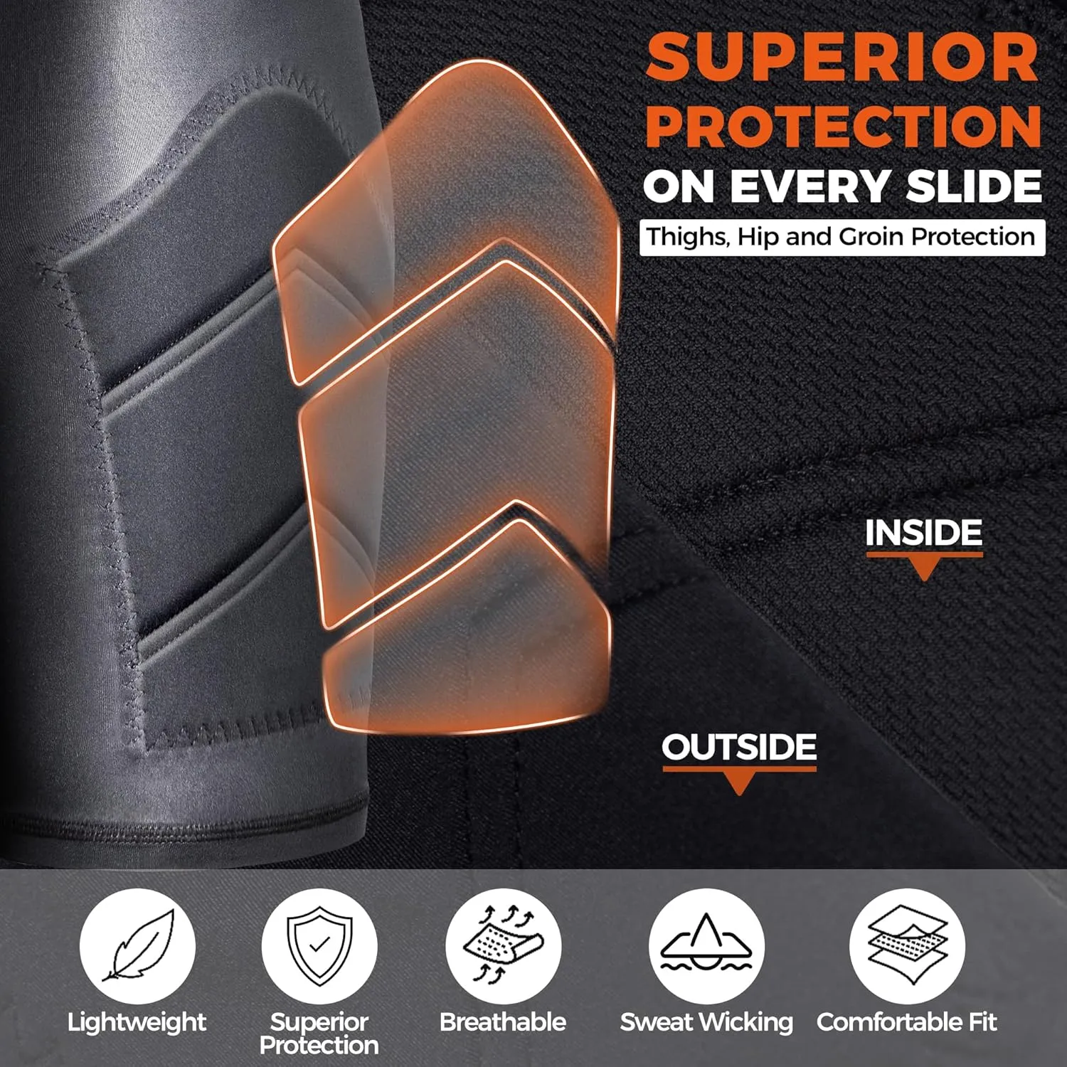COOLOMG Adult Mens Baseball Padded Sliding Shorts with Soft Protective Cup for Football Lacrosse