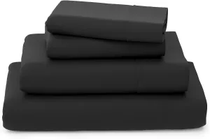 Cosy House Collection Luxury Bamboo Sheets - Blend of Rayon Derived from Bamboo - Cooling & Breathable, Silky Soft, 16-Inch Deep Pockets - 4-Piece Bedding Set - Queen, Black