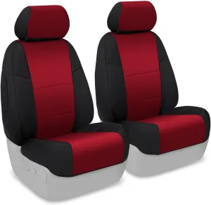 Coverking Custom Fit Front 50/50 Bucket Seat Cover for Select Toyota Tacoma Models - Neosupreme (Red with Black Sides)