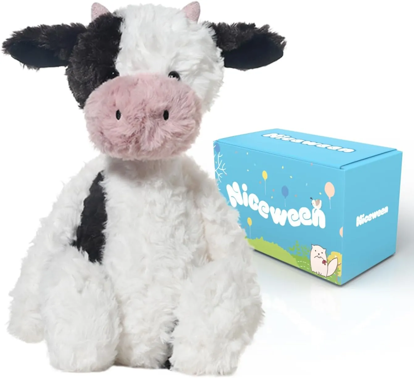 Cow Stuffed Animal Cute Dairy Cow Plush Toy Soft and Cuddly Plushies Doll Gifts for Girls Boys Adults