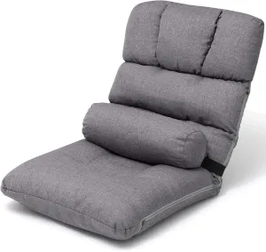 Crestlive Products Adults Floor Chair Adjustable Lazy Sofa with Removable Pillow, Foldable Memory Foam Padded Kids Gaming Chair, Flat Cushion for Indoor Meditation, Reading(Gray)
