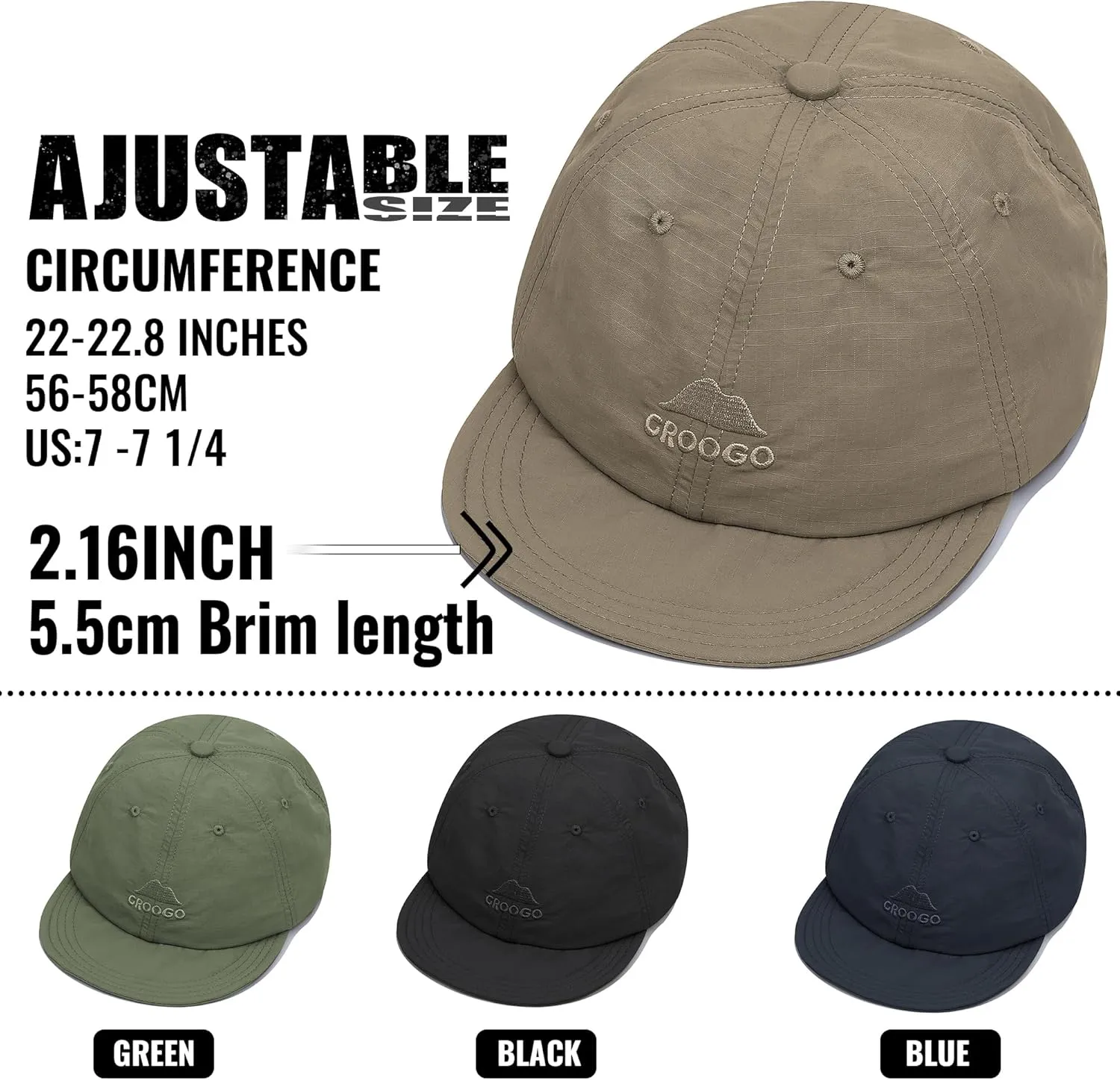 Croogo Quick Dry Short Brim Baseball Cap Soft Flat Bill Sun Hats Lightweight Trucker Caps Waterproof Umpire Short Bill Cap