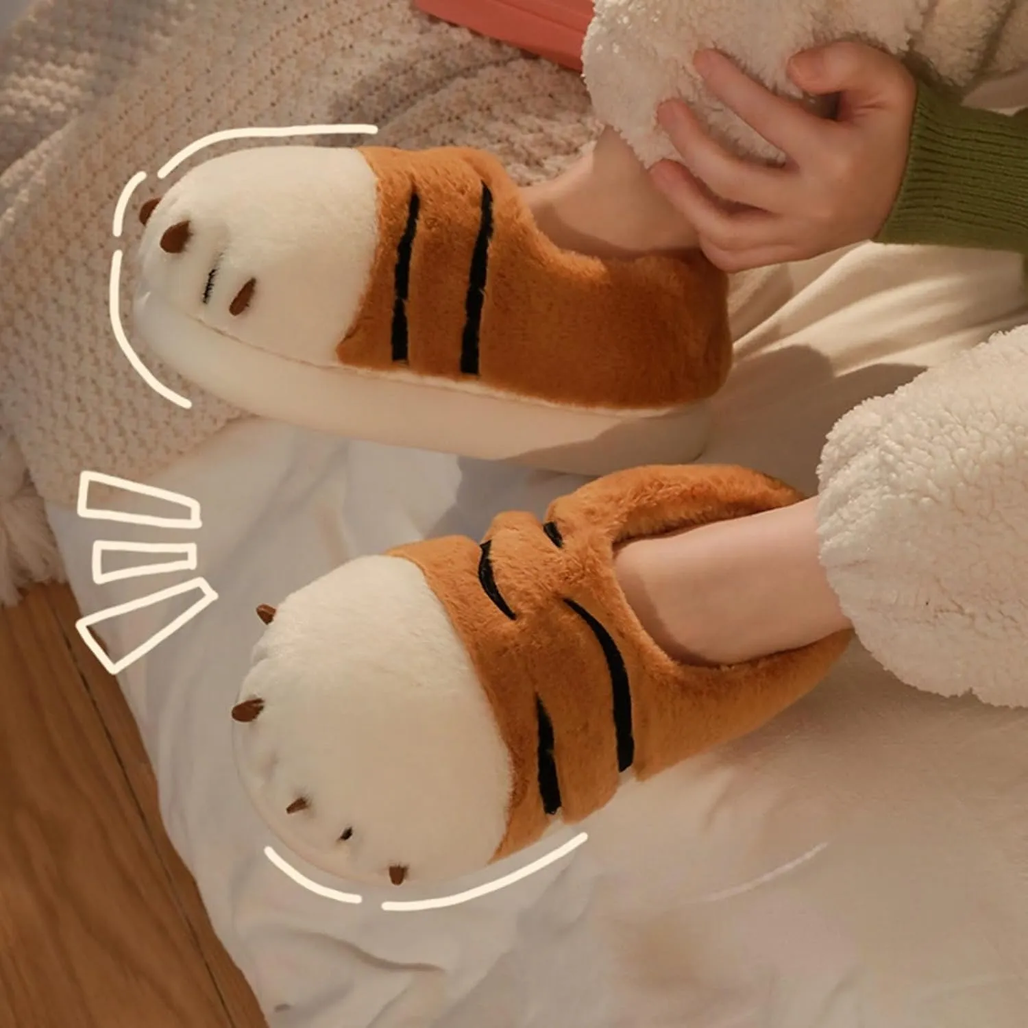 Cute Fluffy Slippers for Women Teen Girls Kawaii Animal Panda Fuzzy Furry Cozy Warm Soft Plush Fleece Comfy Home Slides Non-Slip
