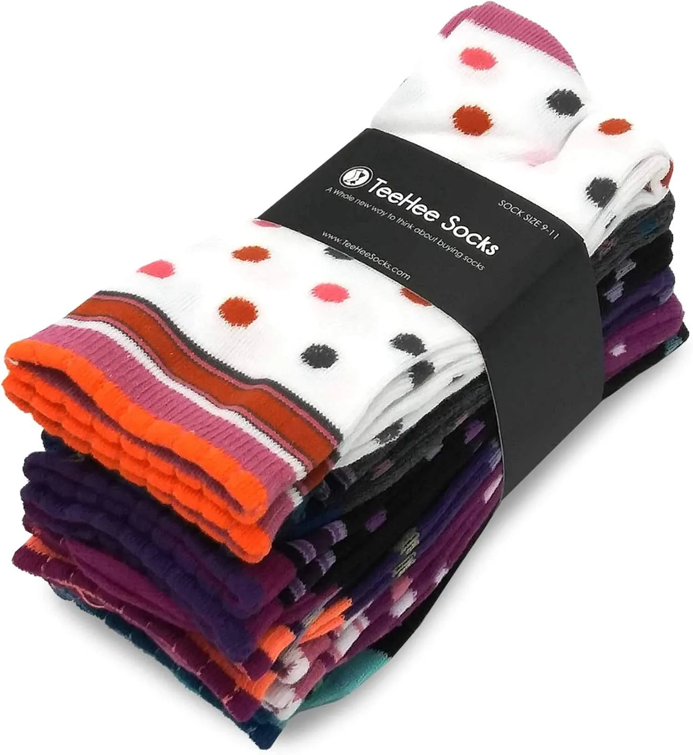 Cute Fun Novelty Dress Casual Argyle Stripe Floral Scallop Hearts Socks for Women Size 9-11 6pair 12pair School Socks