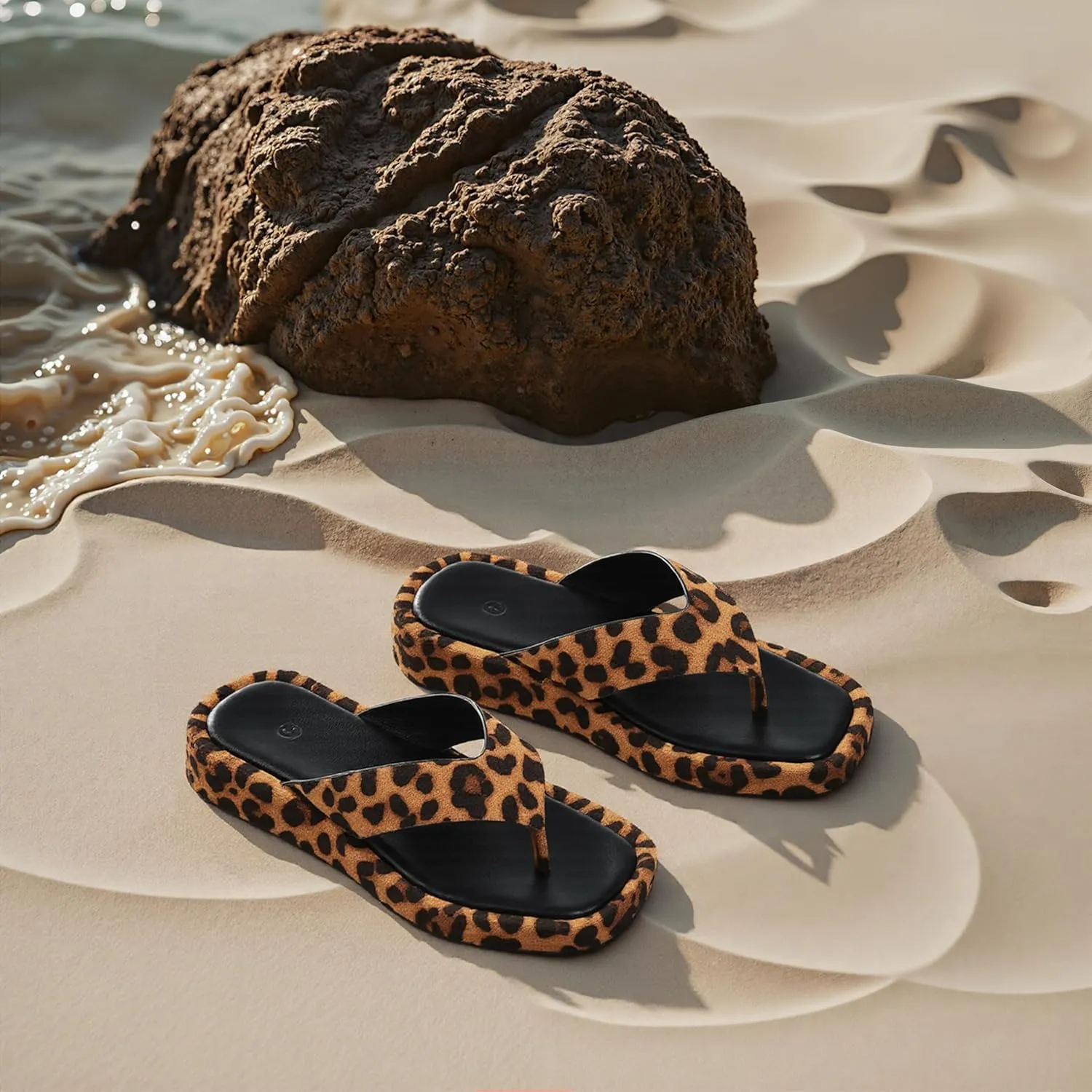 CYNLLIO Slides for Women Slip on Flip Flops Sandals Casual Thongs Platform Wedges Sandals Summer Beach Shoes Comfy Walking Flats Shoes Outdoor Slippers