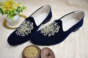 Dabka Velvet Loafer shoe (Navy blue)