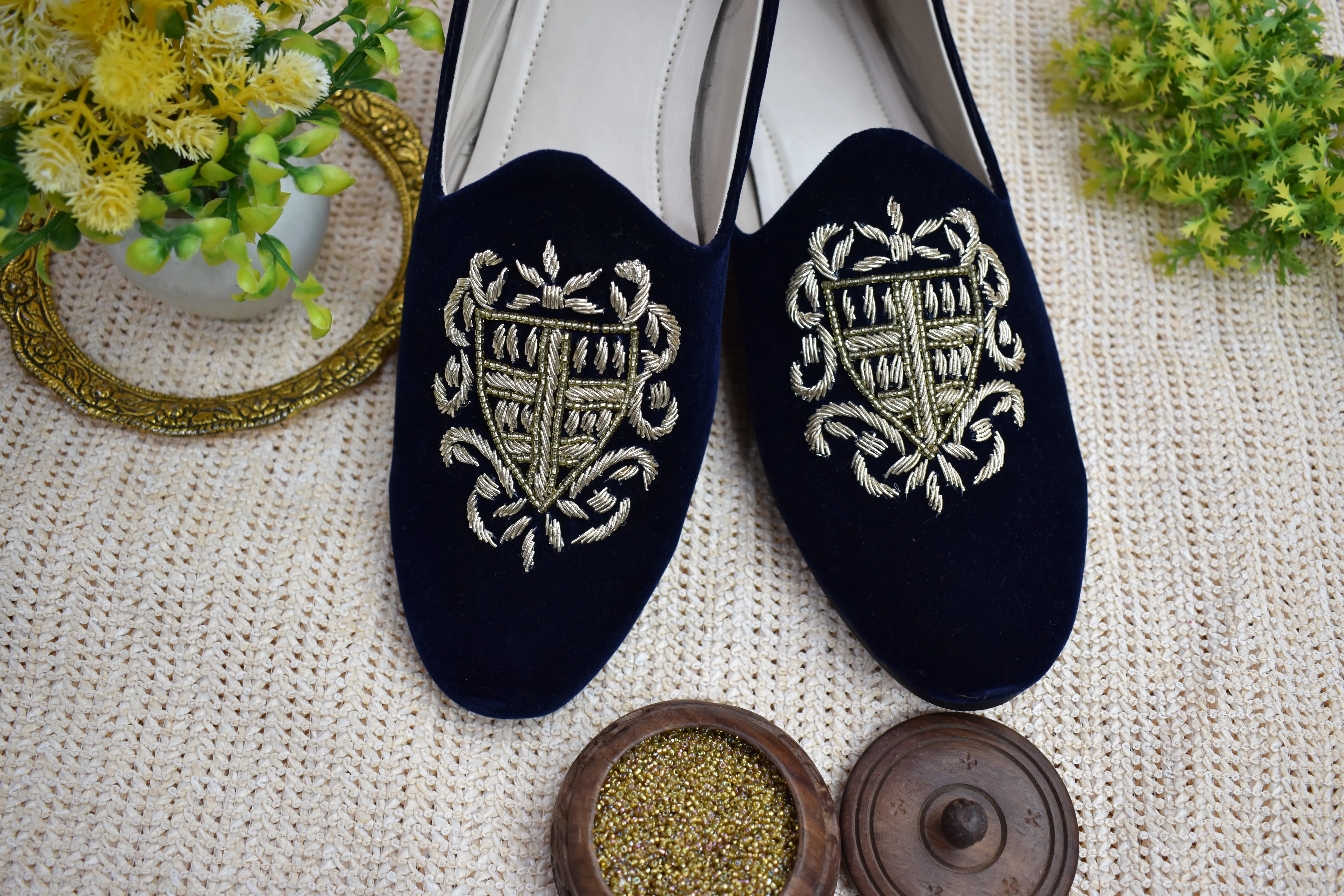 Dabka Velvet Loafer shoe (Navy blue)