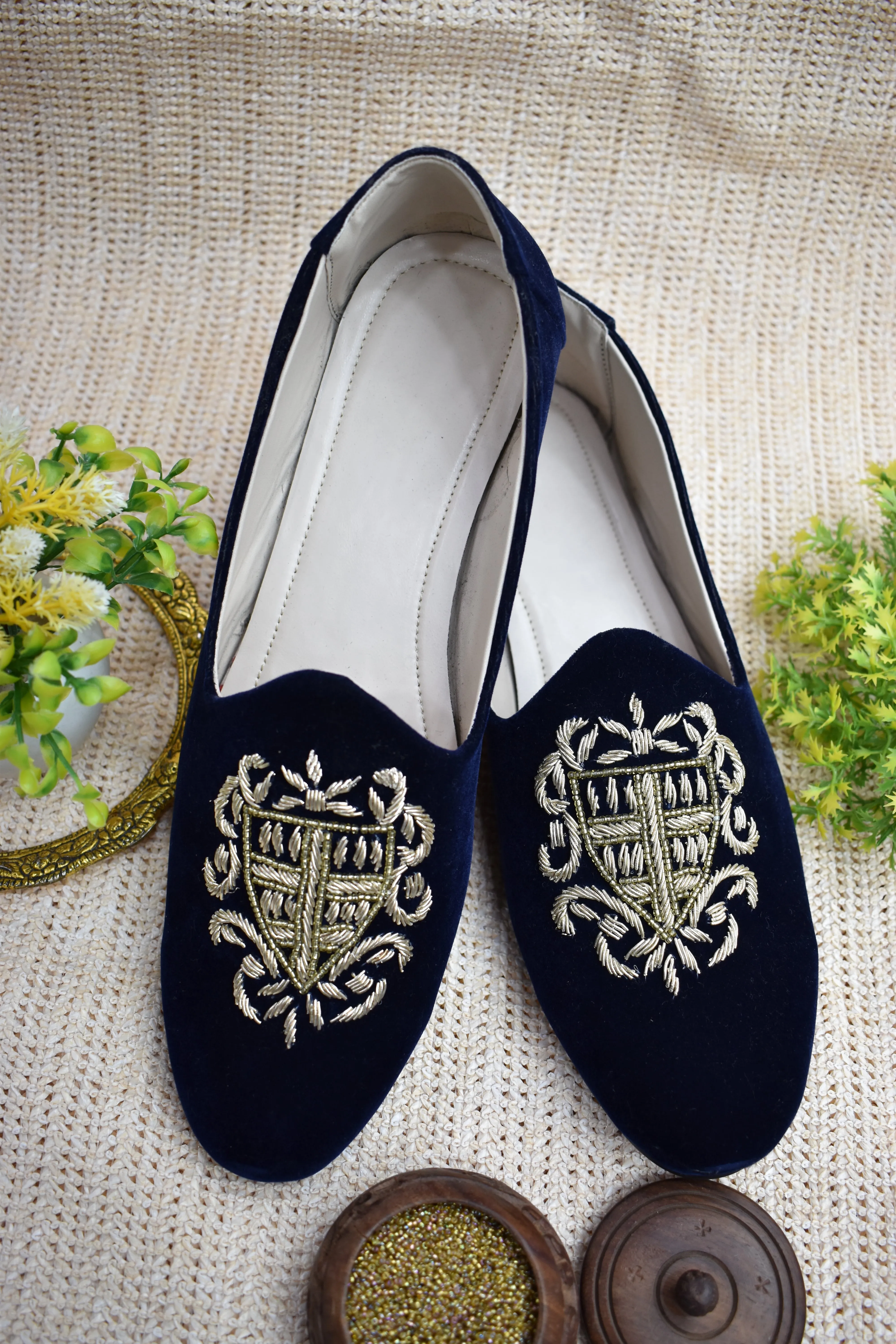 Dabka Velvet Loafer shoe (Navy blue)