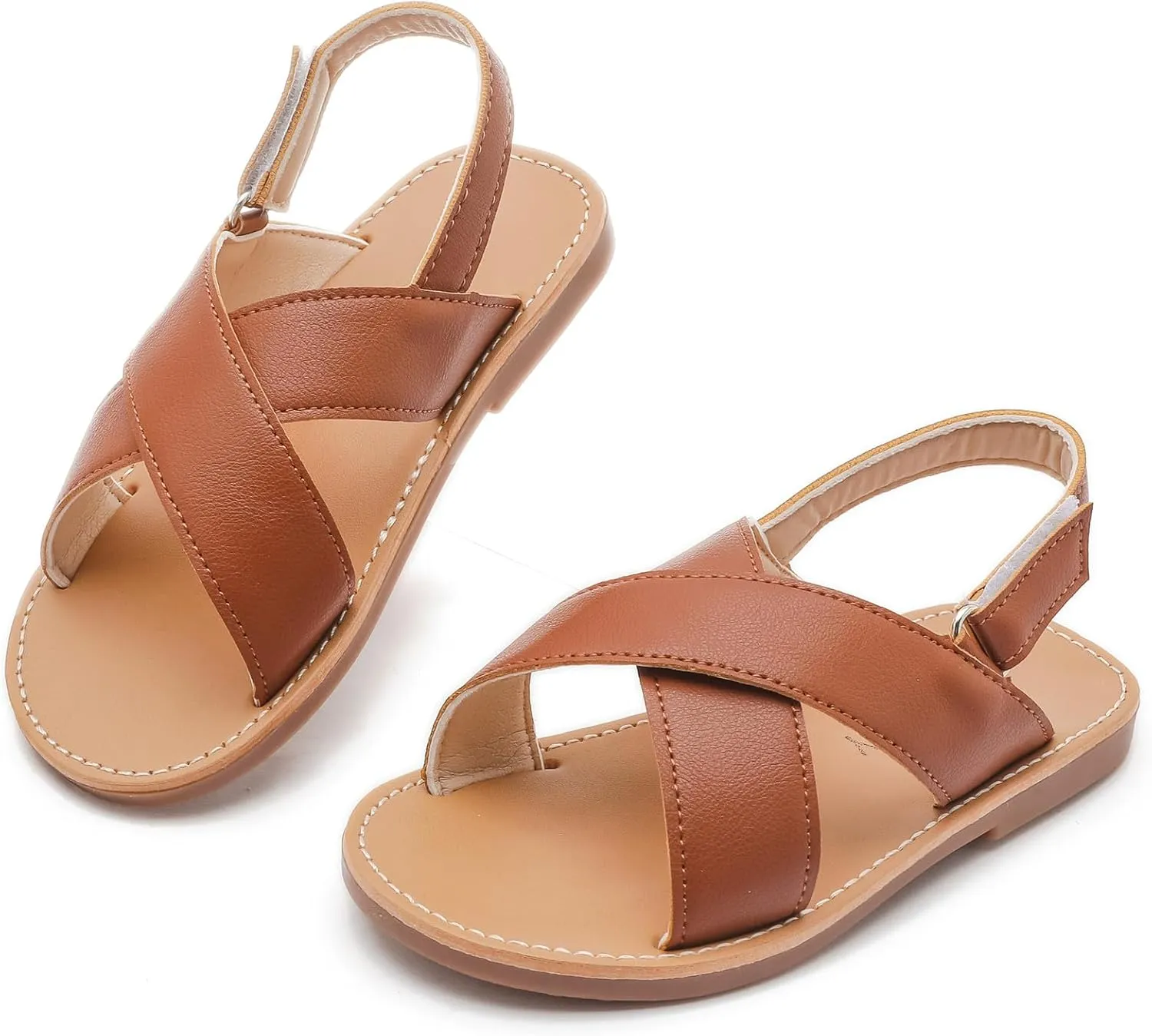 DADAWEN Girl's Summer Water Sandals Strappy Comfort Soft Flat Sandal (Toddler/Little Kid)
