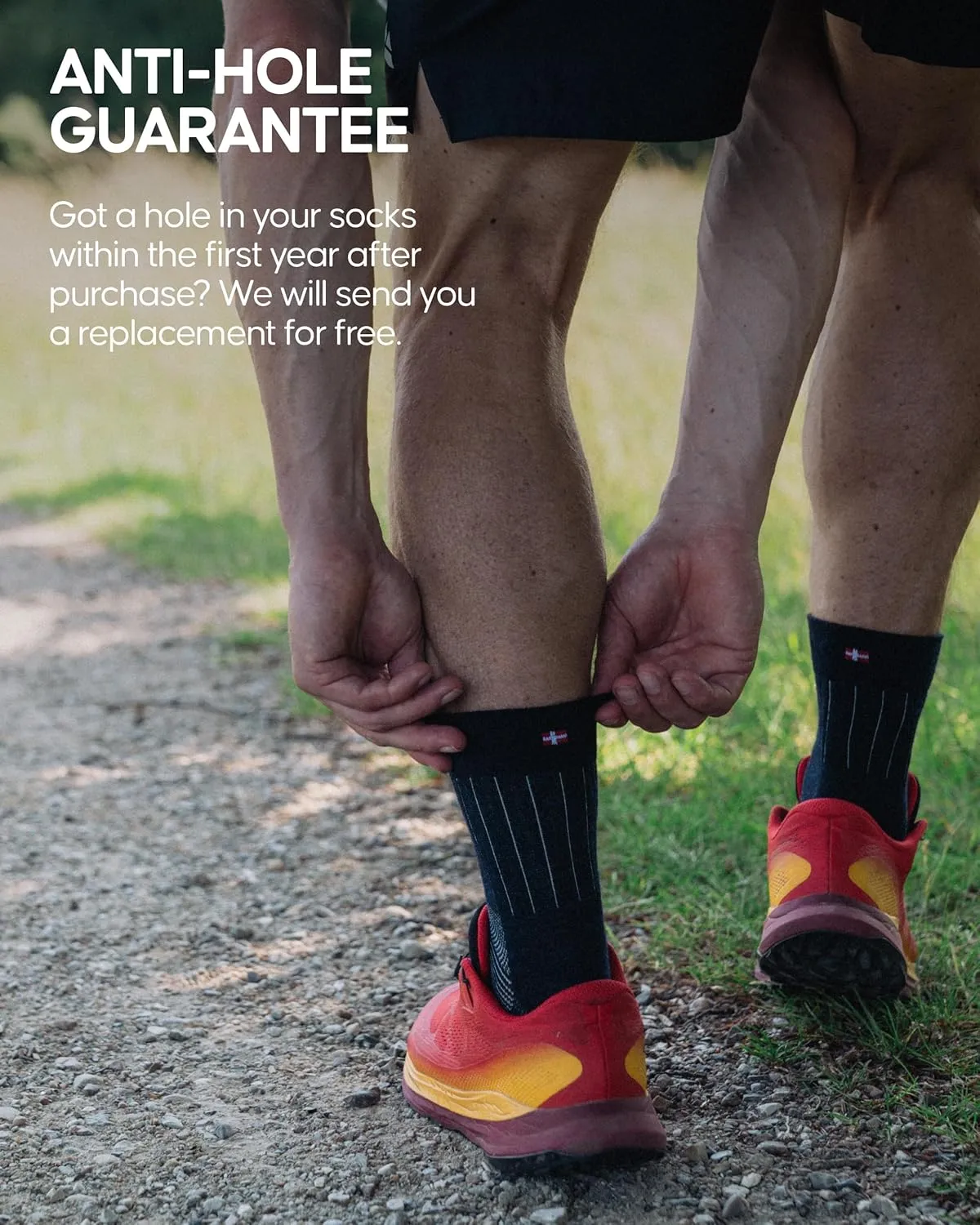 DANISH ENDURANCE Merino Wool Trail Running Socks for Men & Women, 2 Pack