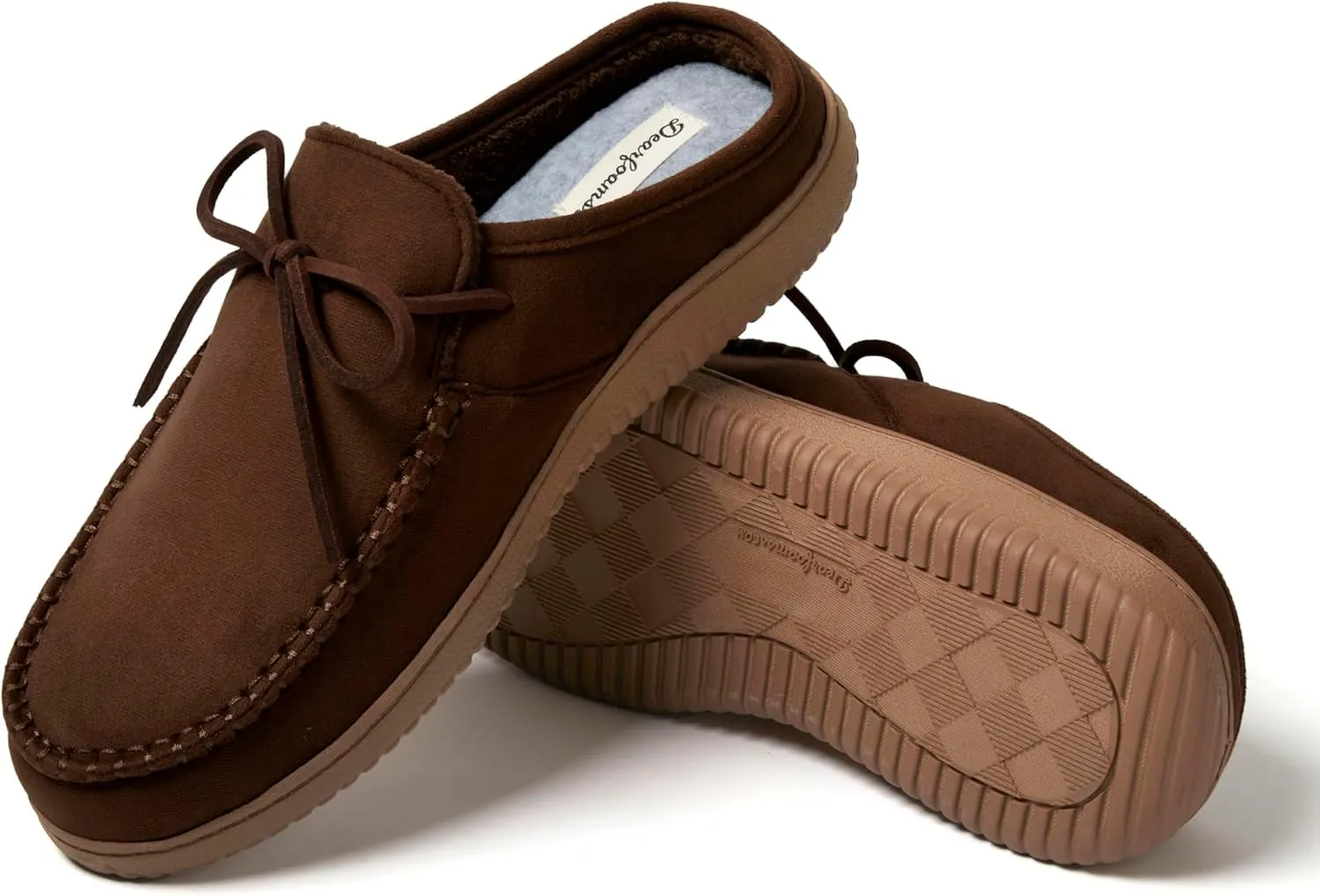 Dearfoams Men's Fowler Moc Toe Clog with Tie Indoor Outdoor Supportive House Shoe Slipper