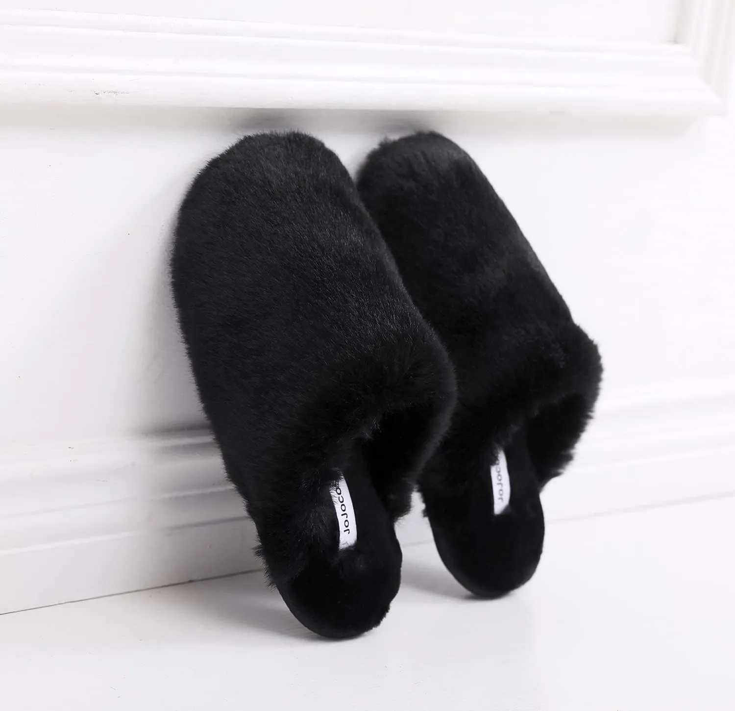 Densely Long-haired Lady’s Comfy Fuzzy Memory Foam Scuff Women’s Warm Plush Closed-Toe Comfortable Slippers