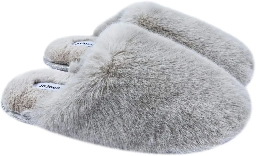Densely Long-haired Lady’s Comfy Fuzzy Memory Foam Scuff Women’s Warm Plush Closed-Toe Comfortable Slippers