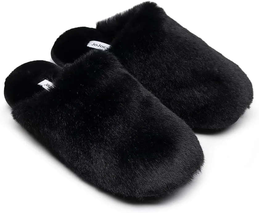 Densely Long-haired Lady’s Comfy Fuzzy Memory Foam Scuff Women’s Warm Plush Closed-Toe Comfortable Slippers