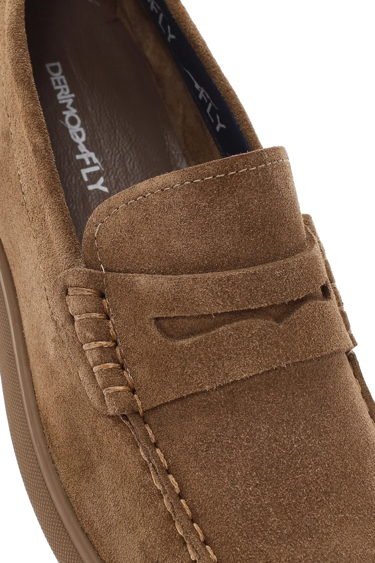 Derimod Fly Erkek Vizon Süet Deri Casual Loafer