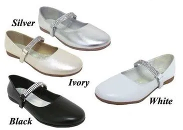 Diamond Strap Flat Girls Shoe - Assorted Colours